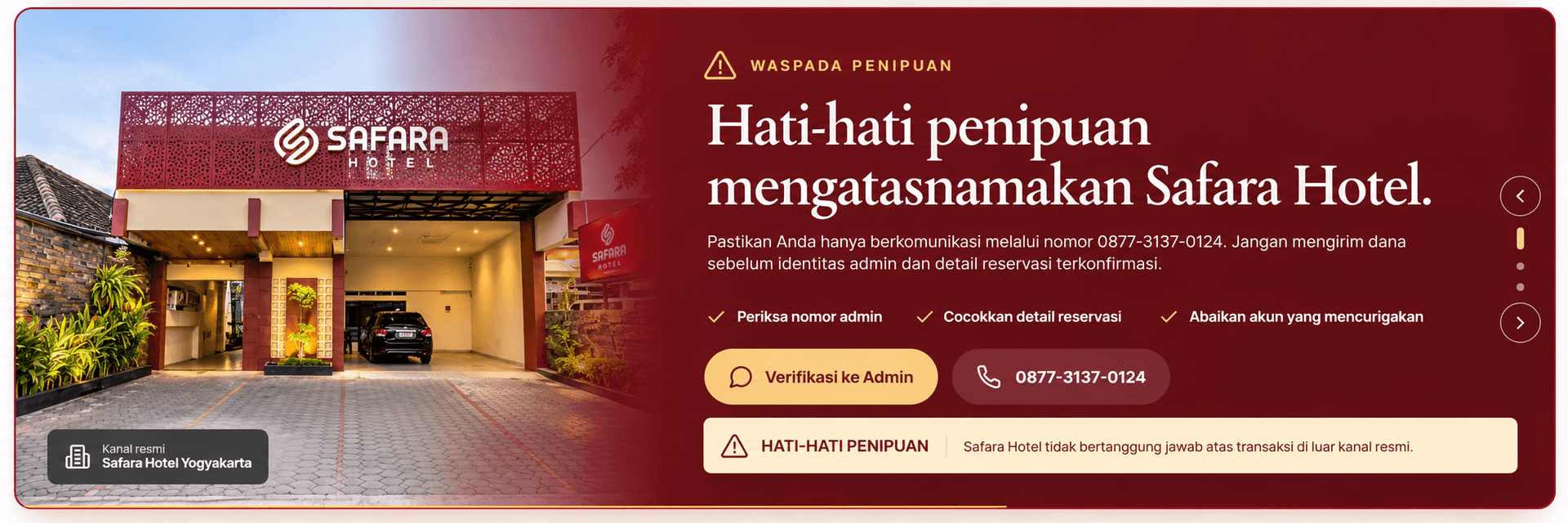Informasi reservasi resmi Safara Hotel Yogyakarta