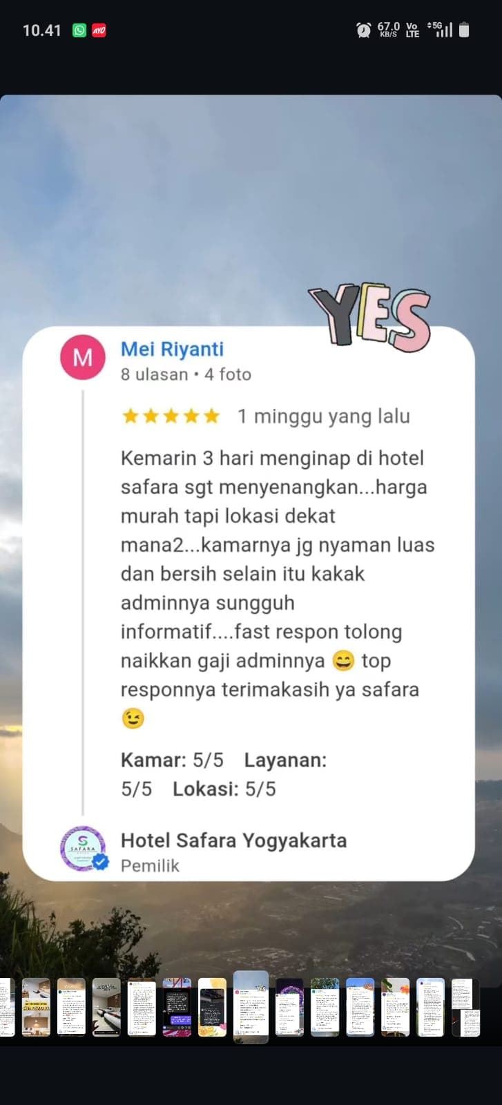 Screenshot ulasan nyata tamu Safara Hotel 12