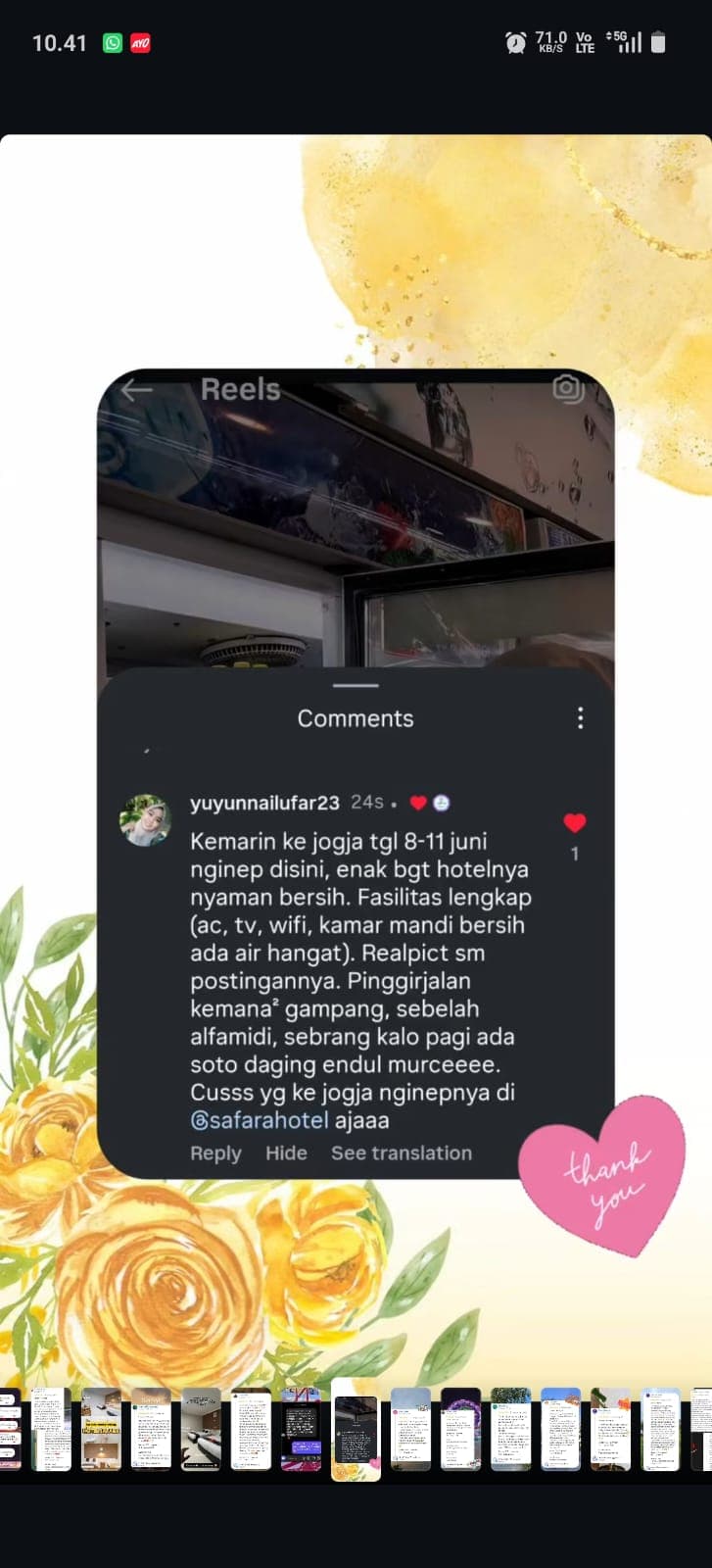 Screenshot ulasan nyata tamu Safara Hotel 15